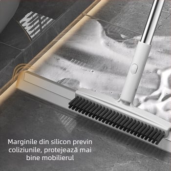 Mătură magică din silicon pentru curățare uscată și umedă, cu dublă funcție – măturat și mopare, baie și podele, 35 cm