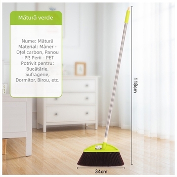 Mătură de uz casnic din oțel inoxidabil cu peri moi, mătură din plastic multifuncțională pentru casă, curățare și îndepărtarea prafului în birou și internat