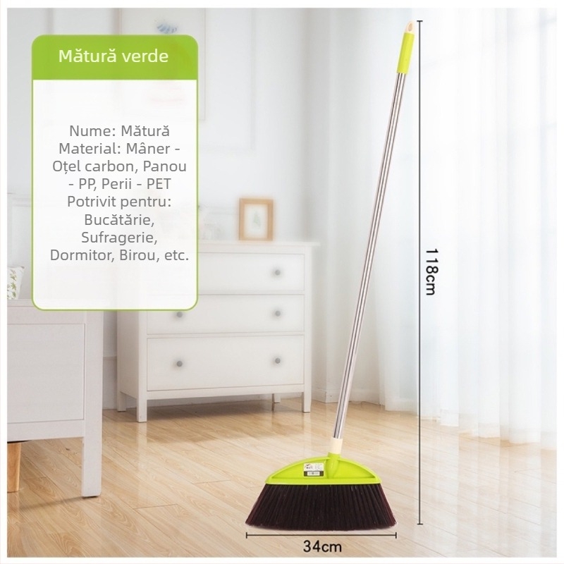 Mătură de uz casnic din oțel inoxidabil cu peri moi, mătură din plastic multifuncțională pentru casă, curățare și îndepărtarea prafului în birou și internat