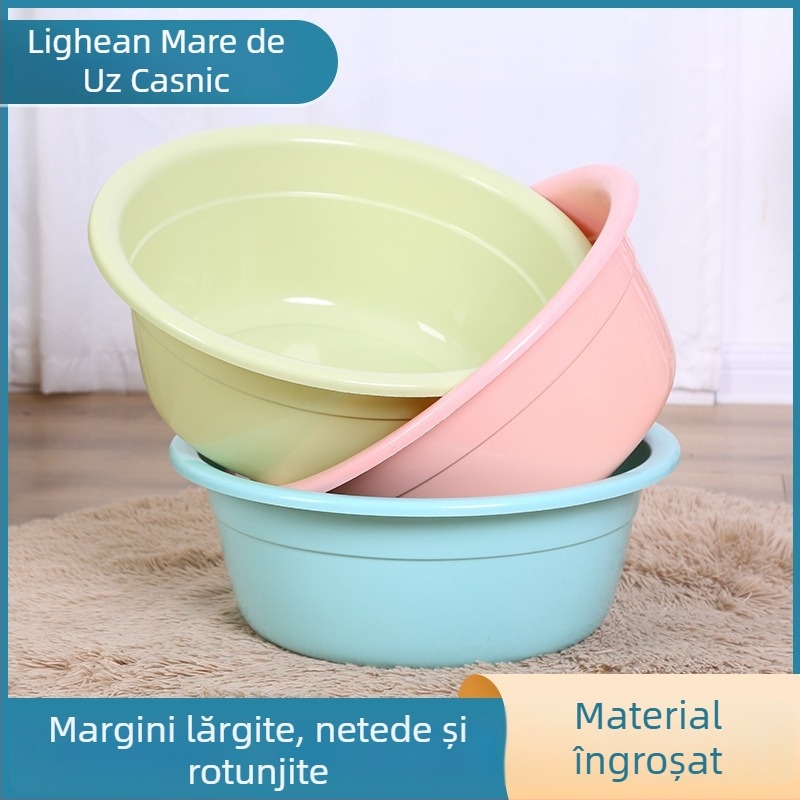 Lighean plastic gros, 50 cm, mare pentru uz casnic, adânc, cu imprimare a logo-ului