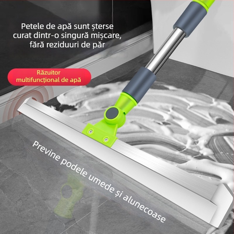 Mop din silicon cu mâner extins și racletă pentru apă pentru toaletă, baie și duș