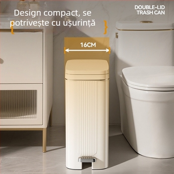Dinghong coș de gunoi cu pedala, 12 L, capacitate mare, pentru sufragerie și bucătărie, anti-miros, din ABS plastic