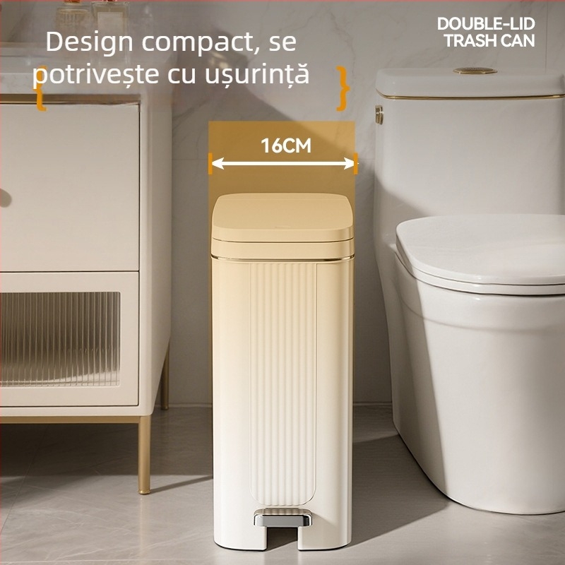 Dinghong coș de gunoi cu pedala, 12 L, capacitate mare, pentru sufragerie și bucătărie, anti-miros, din ABS plastic