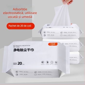 Șervețele de uscare pentru podea, o singură folosință, cu îndepărtare electrostatică a prafu-lui, 20 de bucăți pentru curățarea cu mop plat.