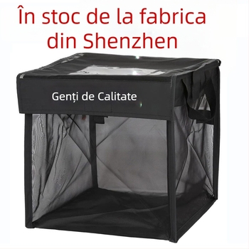 Coș de gunoi portabil pliabil pentru exterior, cu plasă lavabilă