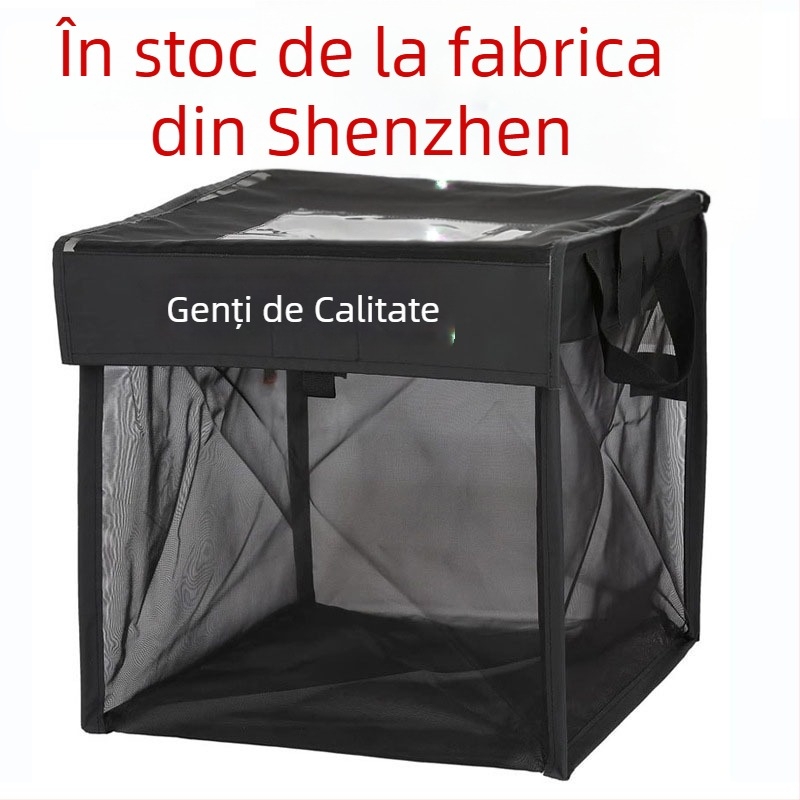 Coș de gunoi portabil pliabil pentru exterior, cu plasă lavabilă