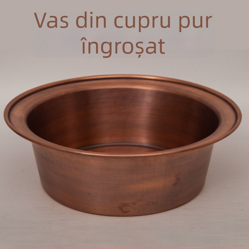 Bazin din cupru pur, gros, lucrat manual, pentru picioare și față, stil vintage uzat