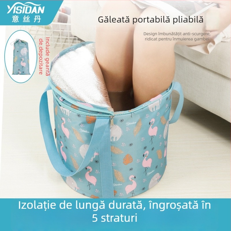 Isdan bazin izolat, 5‑straturi, portabil, pliabil, pentru înmuierea picioarelor, spălarea picioarelor și a feței