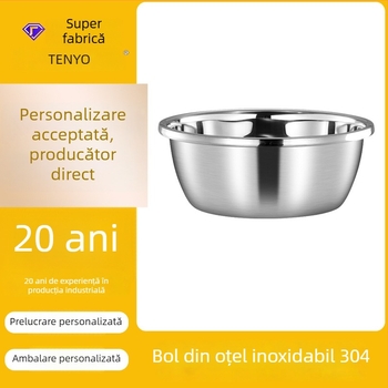 Bol mare personalizabil din oțel inoxidabil 304, pentru bucătărie — amestecare, frământarea aluatului, coacere și condimentare