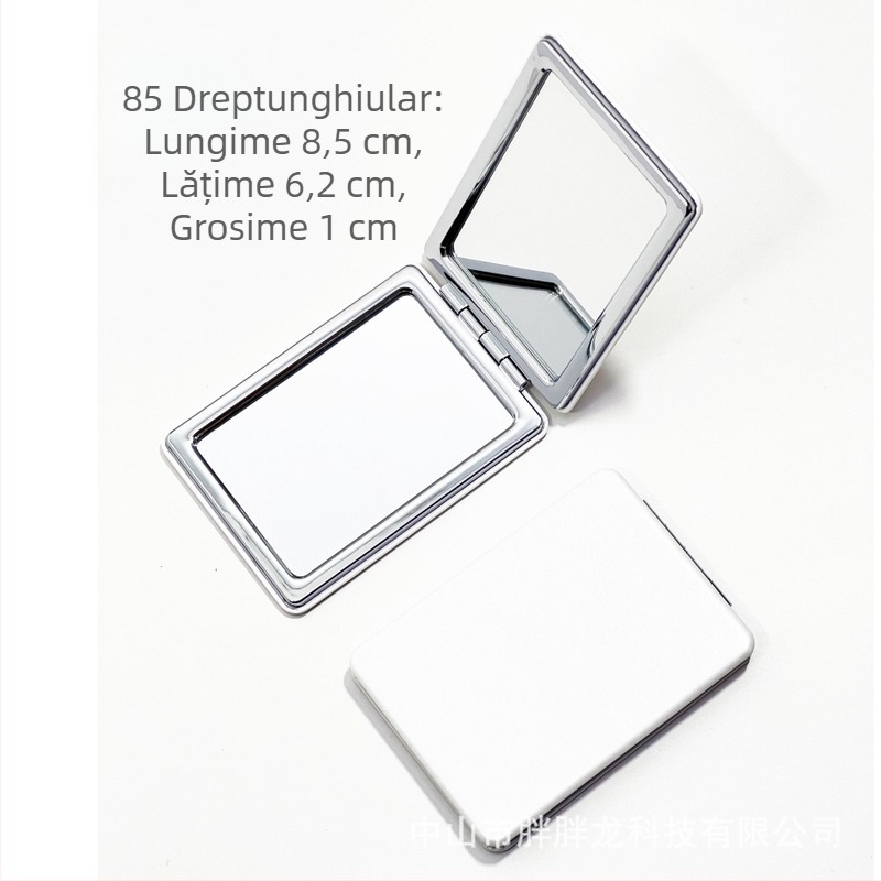Oglindă de machiaj pliabilă, cu piele PU albă, compactă