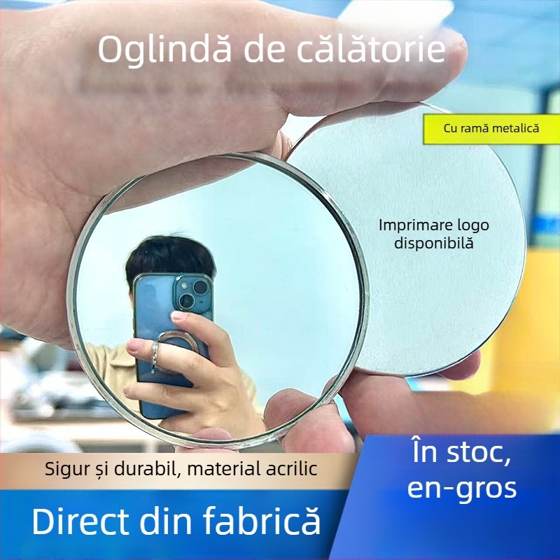 Oglindă rotundă portabilă pentru fotografie de călătorie, oglindă convexă de înaltă definiție, manuală pentru fotografii în aer liber cu unghi larg