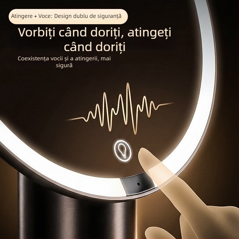 Oglindă LED inteligentă pentru machiaj cu iluminare, oglindă de machiaj de birou, oglindă de înfrumusețare pentru birou cu iluminare în trei culori