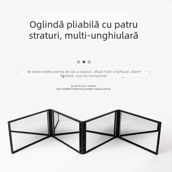 Oglindă de machiaj cu patru secțiuni, oglindă DIY portabilă, oglindă pliabilă cu unghiuri multiple