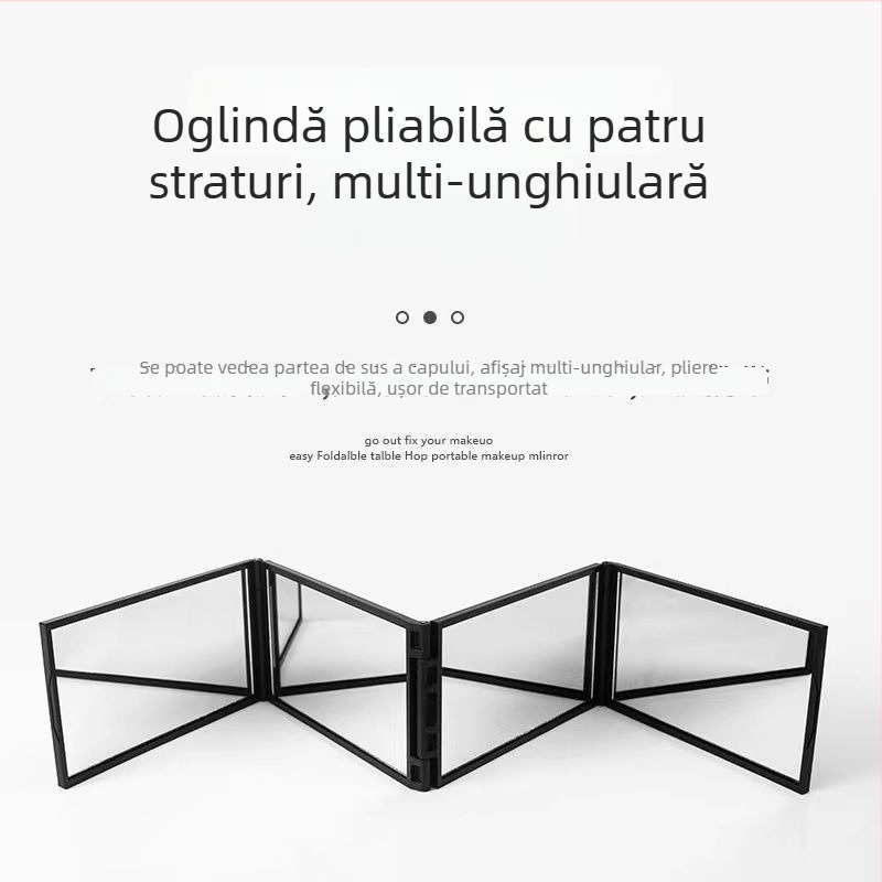 Oglindă de machiaj cu patru secțiuni, oglindă DIY portabilă, oglindă pliabilă cu unghiuri multiple