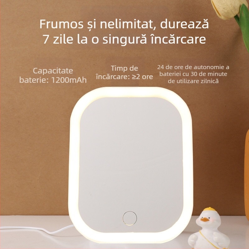 Oglindă de machiaj cu LED, portabilă și detașabilă, claritate HD, control tactil