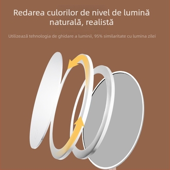 Oglindă de machiaj LED cu iluminare încorporată, de birou, pliabilă și portabilă, reîncărcabilă
