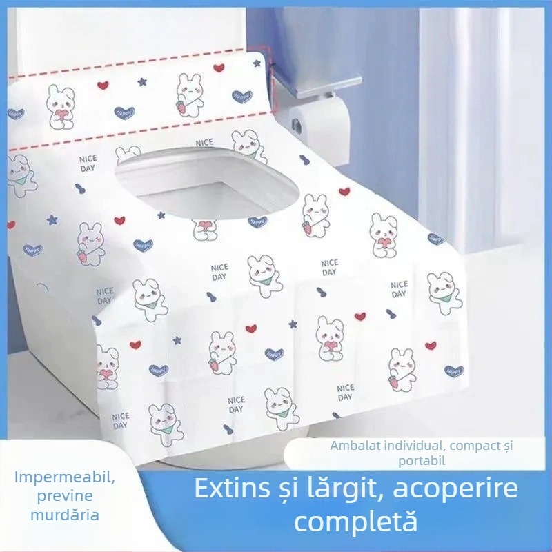 Capac de toaletă de unică folosință, cu acoperire totală pentru călătorii, capac de toaletă îngroșat și mărit pentru mame, capac de toaletă portabil.
