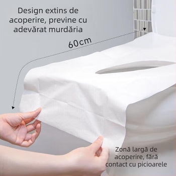 Protecție de unică folosință pentru scaunul de toaletă, prelungită și mai groasă, pentru călătorii și hoteluri; folie PE cu inel, pentru perioada postnatală.