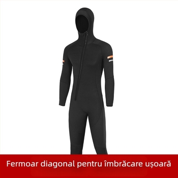 Costum de neopren 1,5 mm cu glugă pentru bărbați, pentru scufundări, snorkelling și surfing – călduț, cu fermoar