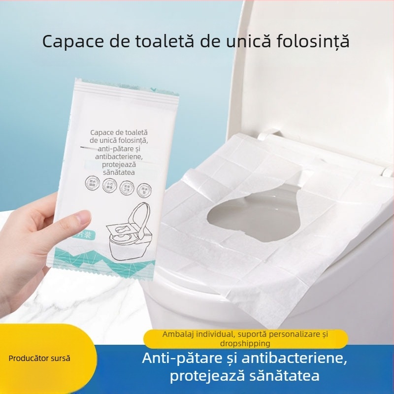 Hârtie de toaletă de unică folosință, solubilă în apă, pentru călătorii, ambalată individual, universală pentru toalete de hotel și de tren, potrivită pentru gravide.