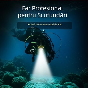 Lampa frontală pentru scufundări, impermeabilă, ultra-luminoasă, pentru utilizare în exterior și sub apă