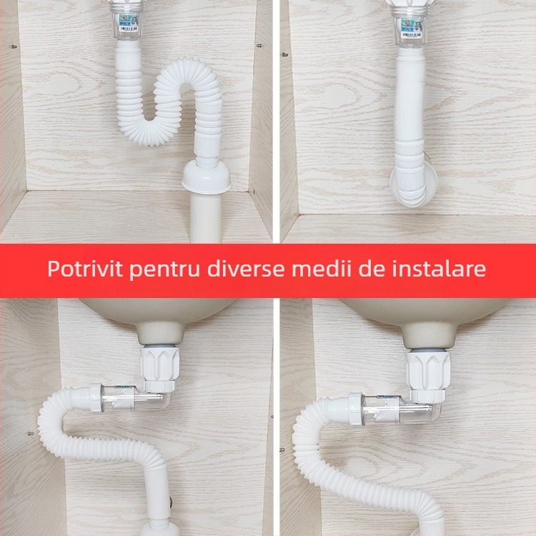 Conductă de scurgere pentru chiuvetă cu anti-miros și furtun de scurgere – accesorii