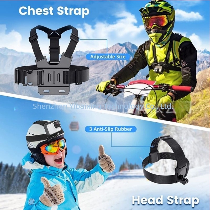 Set universal de accesorii cu curea de piept pentru GoPro și DJI Osmo Action – pentru ciclism, scufundări, zbor și streaming live