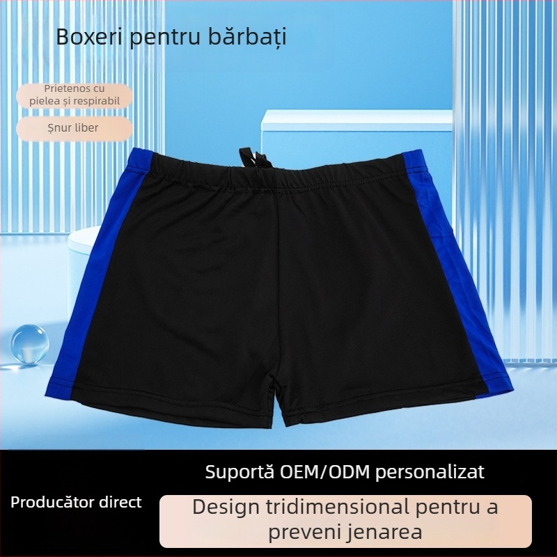 Costum de baie masculin din Milk Silk, elasticitate înaltă, mărime plus, croială pătrată, șorturi pentru plajă și piscină