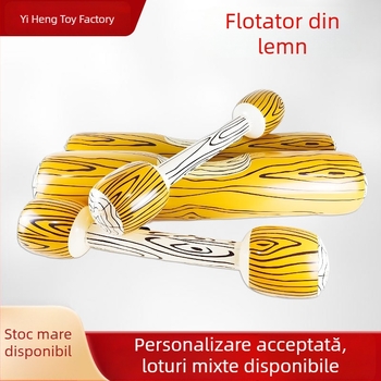 Joc de apă gonflabil din lemn pentru două persoane – cu două bețe și inel de înot