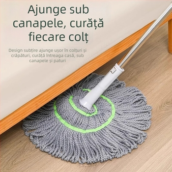 Mop cu stoarcere automată, fără atingere, pentru uz casnic, cu fir de bumbac absorbant
