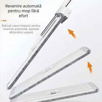 Mop plat fără atingere pentru uz casnic, model nou 2025, curățare într-un singur pas, utilizare dublă pentru uscat și umed, instrument de curățare multifuncțional