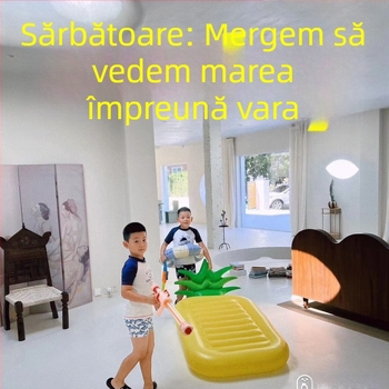 Inel gonflabil din PVC gros, cu motiv de înghețată, plută pentru piscină