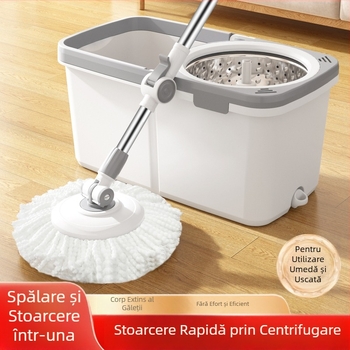 Mop rotativ, fără atingere cu mâna, pentru podea, curățare umedă și uscată