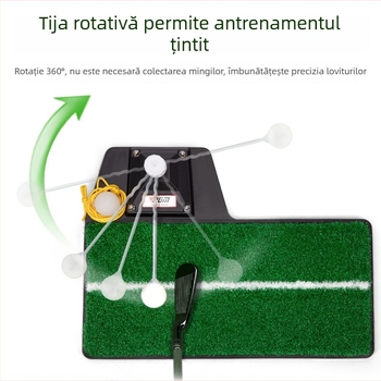 Antrenor de swing golf, rotativ la 360°, pentru interior, cu suport reglabil pe înălțime
