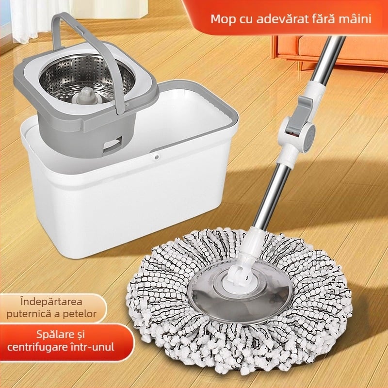 Mop cu cap split, suspensat, pentru uz casnic, rotativ, fără atingere cu mâna, curățare uscată și umedă