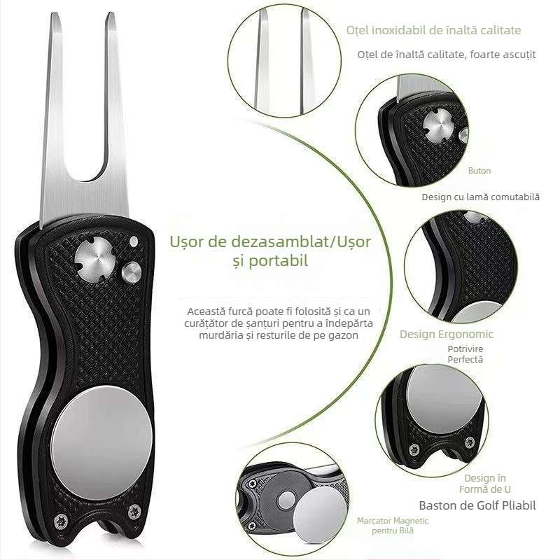 Instrument de reparare a gazonului de golf din aliaj de aluminiu și accesoriu pentru fixarea mingii