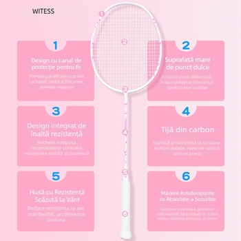 Raquetă de badminton din fibră de carbon, personalizată pentru simplu și dublu, ofensivă, durabilă pentru competiții profesionale.