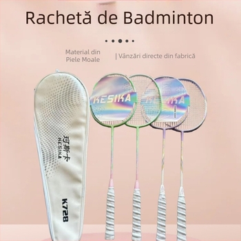 Koska K728 rachetă de badminton din fibră de carbon compozită, pentru antrenament, cu husă din piele moale pentru rachetă
