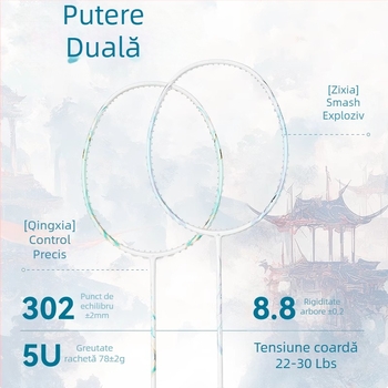 Kawasaki rachetă de badminton ultra-ușoară, din fibră de carbon – variante albastru-violet și cyan, 5U