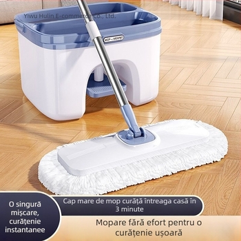 Set mopă fără clătire pentru uz casnic, utilizare duală uscat/umed, unealtă de mop fără urme, cârpă mare de mop cu absorbție ridicată