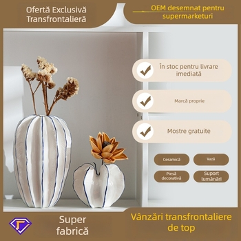 Vază ceramică modernă, cu design inspirat de fructe, pentru flori uscate și decor în casă