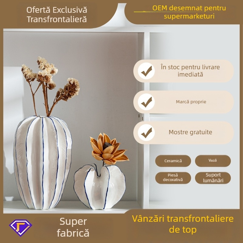 Vază ceramică modernă, cu design inspirat de fructe, pentru flori uscate și decor în casă