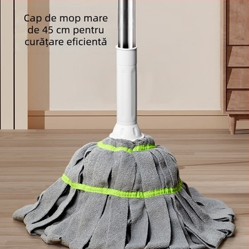 Mop rotativ cu storcător fără atingere, cap mai gros și mai lat, instrument de curățare portabil