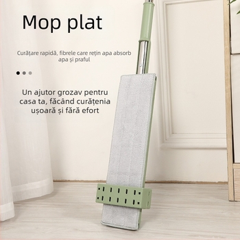 Mop plat, multifuncțional, fără atingere manuală, pentru podea, curățare umedă și uscată într-un gest