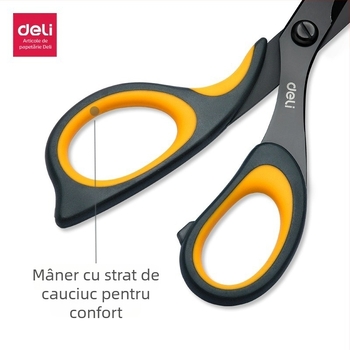 Deli 6027 Foarfece din oțel inoxidabil cu lamă neagră, pentru arte și meșteșuguri, 17 cm, tăiere țesături pentru uz casnic