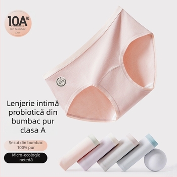 Chiloți din bumbac probiotici pentru fete, antibacteriale, talie mediană, crac extins.