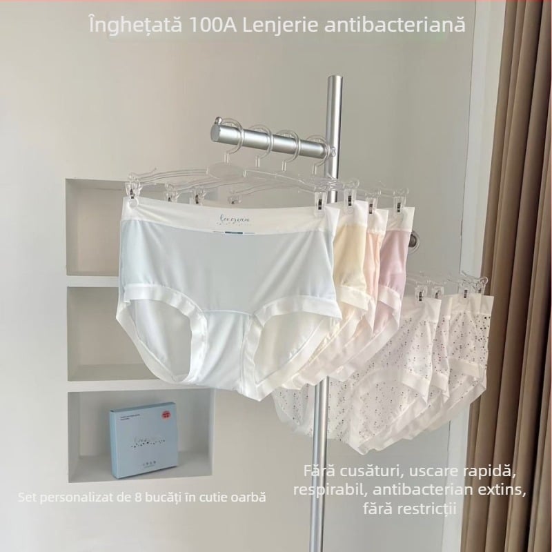 Lenjerie intimă pentru femei din Ice Silk 100A, antibacteriană, fără cusături, mărime mare, respirabilă, cu elasticitate înaltă, croială care se mulează pe șolduri, ultra-subțire, stil pentru adolescente
