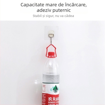 Cârlig din oțel inoxidabil, de dimensiuni mari, cu adeziv puternic, fără găuri, pentru haine peste ușă; pentru baie și bucătărie, cârlig lipit pe perete.