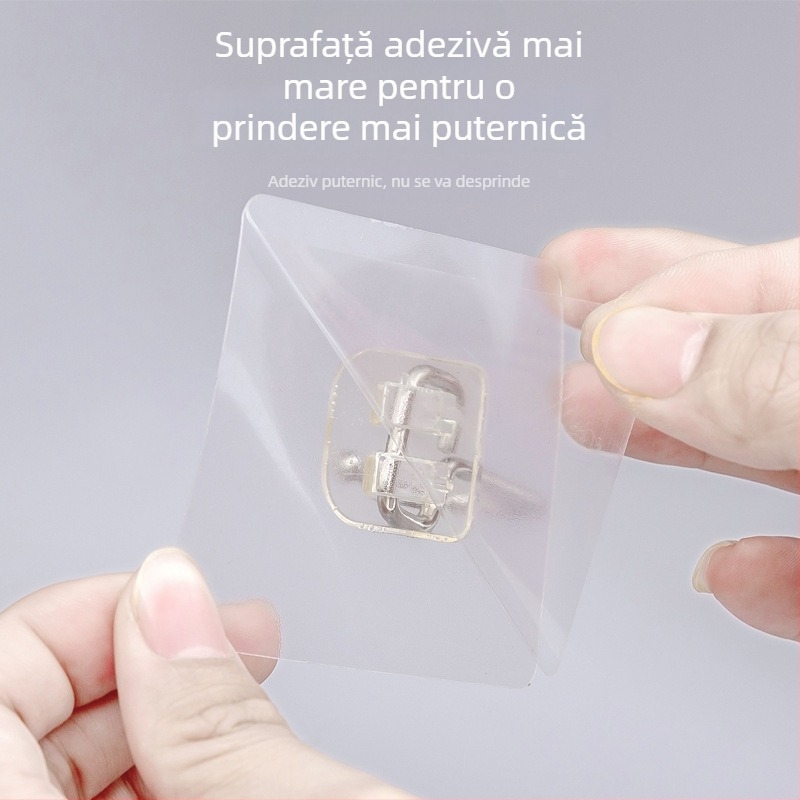 Cârlig din oțel inoxidabil, de dimensiuni mari, cu adeziv puternic, fără găuri, pentru haine peste ușă; pentru baie și bucătărie, cârlig lipit pe perete.