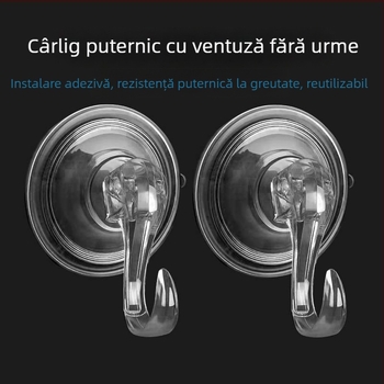 Cuier cu ventuză pentru perete, puternic, pentru bucătărie și baie, fără găuri, fără urme